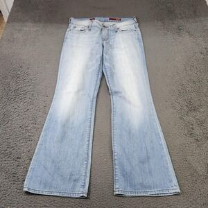 X2 Jeans Womens 31x29 Blue Light Wash Mid Rise Bootcut Embroidered Denim Pants